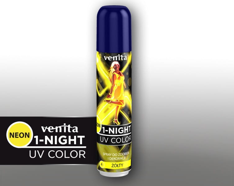 VENITA 1-NIGHT SPRAY NEON მანათობელი სპრეი NR4 ყვითელი - 50 ml